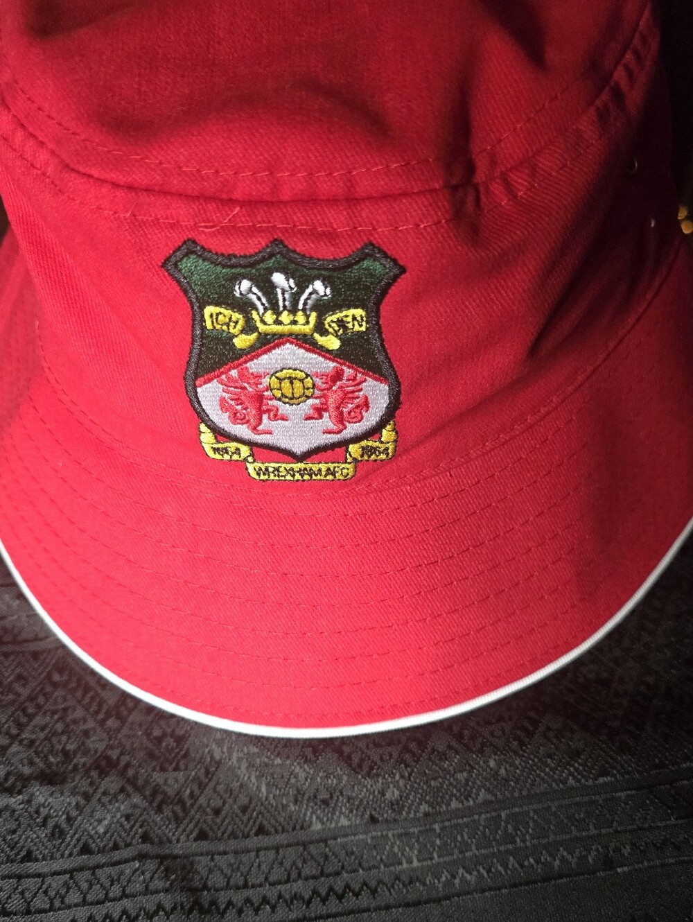 RARE Red & White Embroidered AFC  WREXHAM Bucket Hat -
